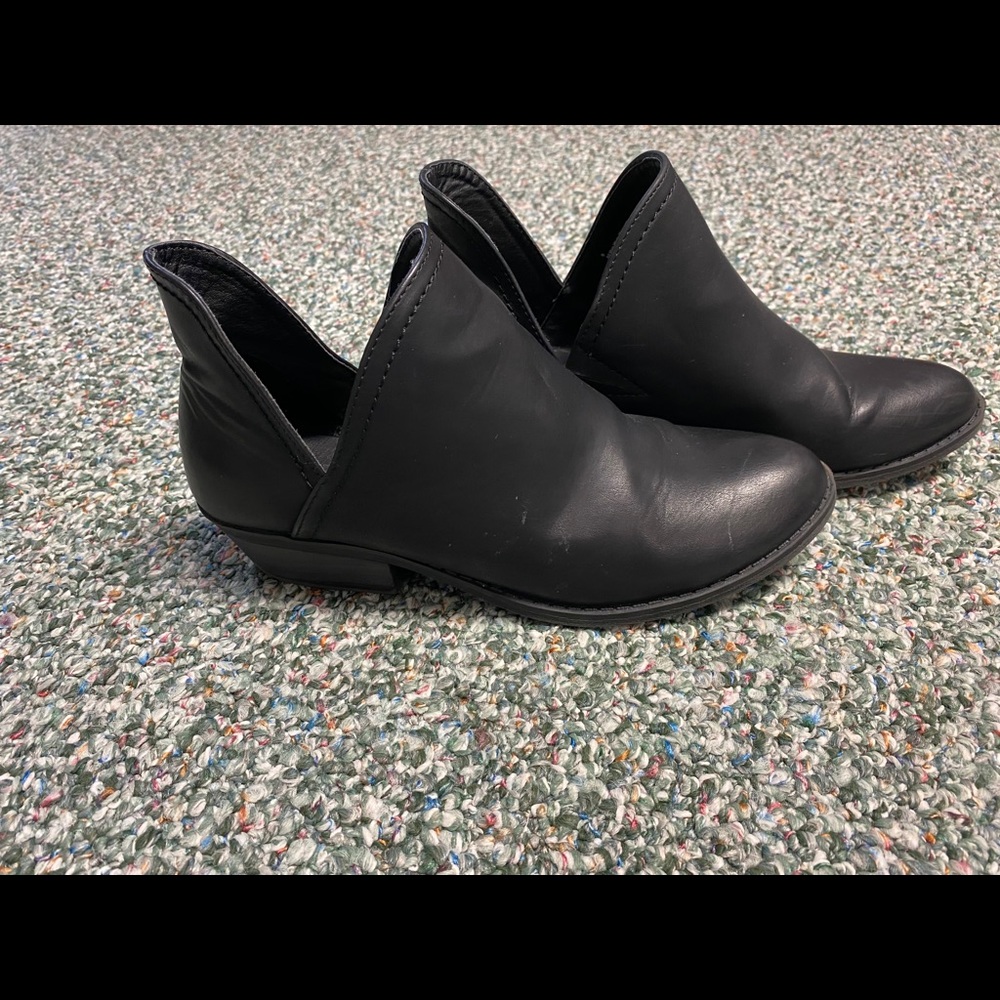 Black leather booties